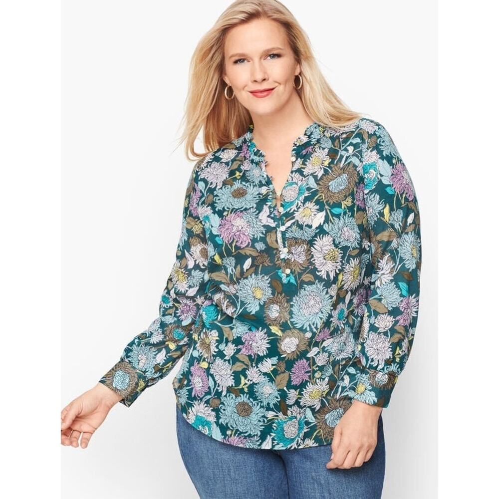 Talbots Feminine Floral Popover Long Sleeve Blouse Shirt Plus Size 3x